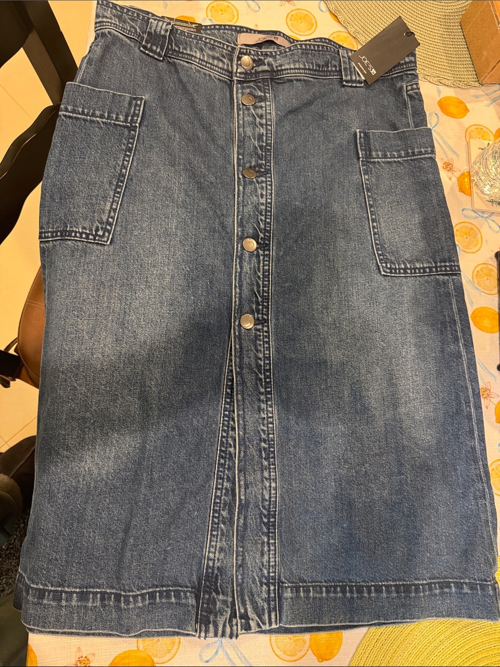 Joe's Jeans Button-Front Medium Wash Denim Skirt